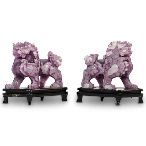 CHINESE CARVED AMETHYST FOO DOGSDESCRIPTION  38ea01