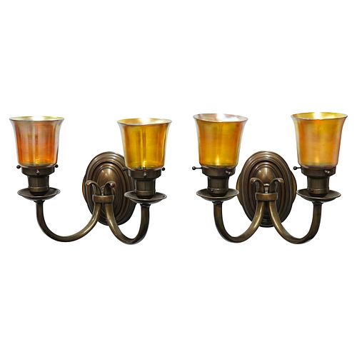 (2 PC) PAIR OF TIFFANY GLASS SCONCE