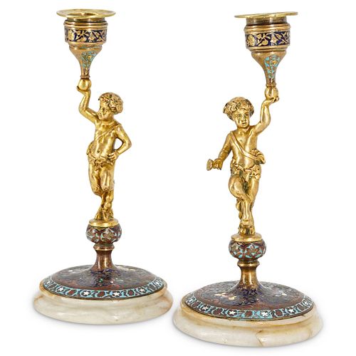  2 PC 19TH CENT FRENCH GILT BRONZE 38c34b