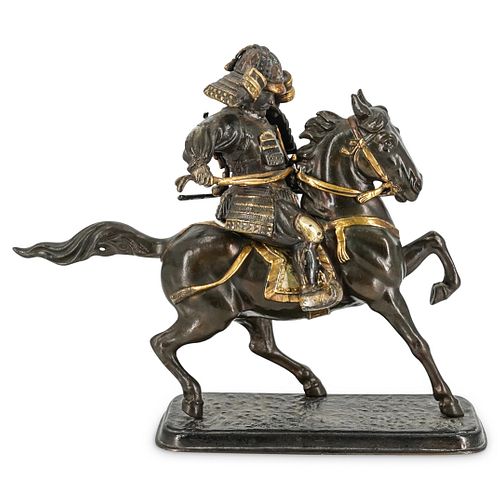 JAPANESE SAMURAI BRONZE SCULPTUREDESCRIPTION  38c382