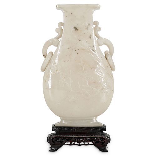 CHINESE NEPHRITE WHITE JADE FLASK 38c37e