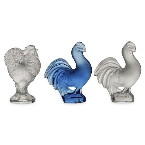 (3 PC) LALIQUE ROOSTER FIGURINESDESCRIPTION: