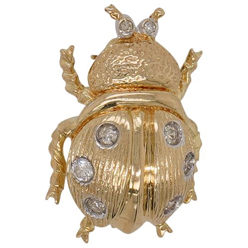 14K GOLD DIAMOND BEETLE BROOCHDESCRIPTION  38c439