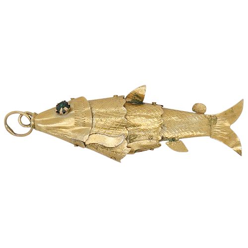 CHINESE 14K GOLD ARTICULATED FISH 38c43a