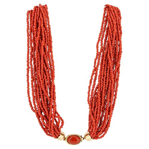 BEADED CORAL MULTI STRANDED NECKLACEDESCRIPTION  38c46f