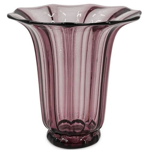 STEUBEN AMETHYST RIBBED VASEDESCRIPTION: