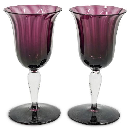 (2 PC) STEUBEN AMETHYST GOBLETSDESCRIPTION: