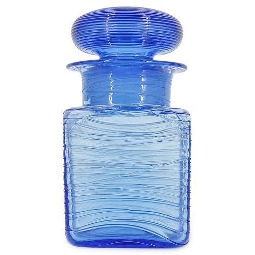 STEUBEN FRENCH BLUE REEDED BOTTLEDESCRIPTION: