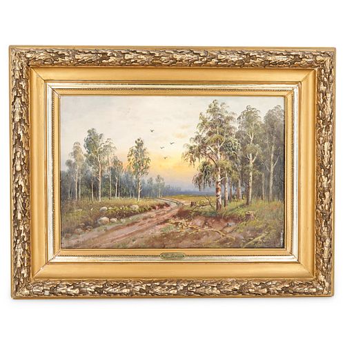 SIGNED RUSSIAN LANDSCAPE OIL PAINTING