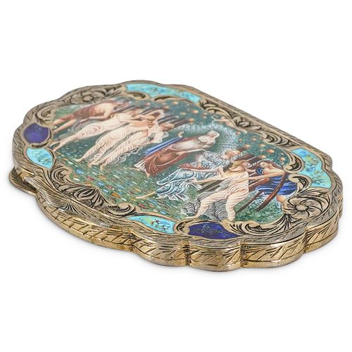 ITALIAN 800 SILVER AND ENAMEL COMPACT