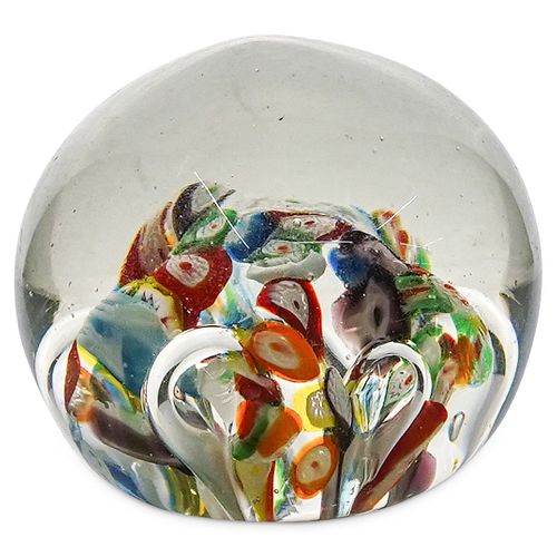 MURANO GLASS MILLEFIORI PAPERWEIGHTDESCRIPTION: