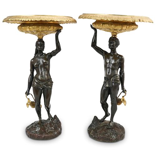 ANTIQUE BRONZE BLACKAMOOR TAZZASDESCRIPTION: