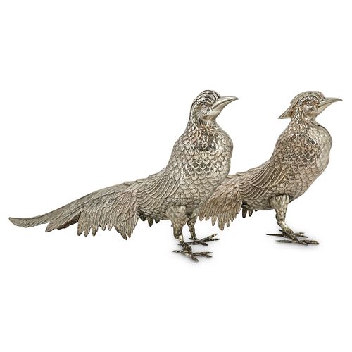 PAIR OF STERLING SILVER PHEASANTSDESCRIPTION: