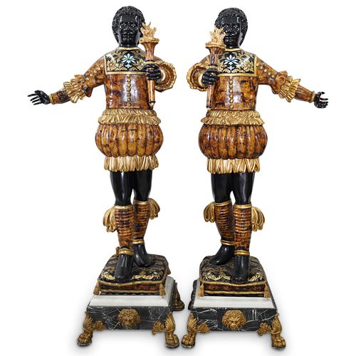 PAIR OF MONUMENTAL VENETIAN BLACKAMOORSDESCRIPTION: