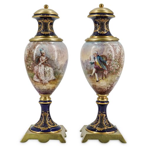 (2 PC) ANTIQUE FRENCH SEVRES STYLE