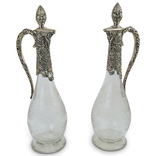 PAIR OF HAND ETCHED CRYSTAL 800 38c5a6