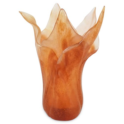 DAUM AMBER CRYSTAL TULIP VASEDESCRIPTION: