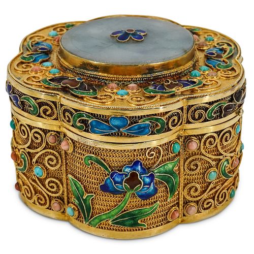 CHINESE GILT SILVER ENAMEL JADE 38c5ba