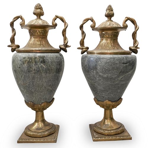 PAIR OF MARBLE AND GILT BRONZE 38c5dc