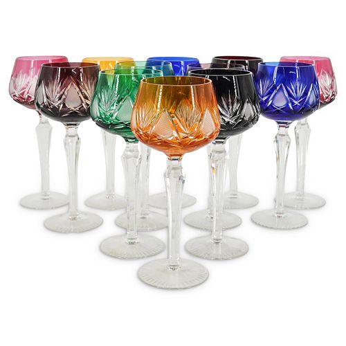 (12PC) BOHEMIAN CUT CRYSTAL STEMWAREDESCRIPTION: