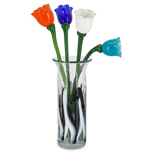  4PC S BLOOM ART GLASS TULIPS 38c66b