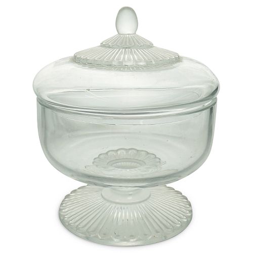 LALIQUE CRYSTAL "ELVIRE" BONBONNIEREDESCRIPTION: