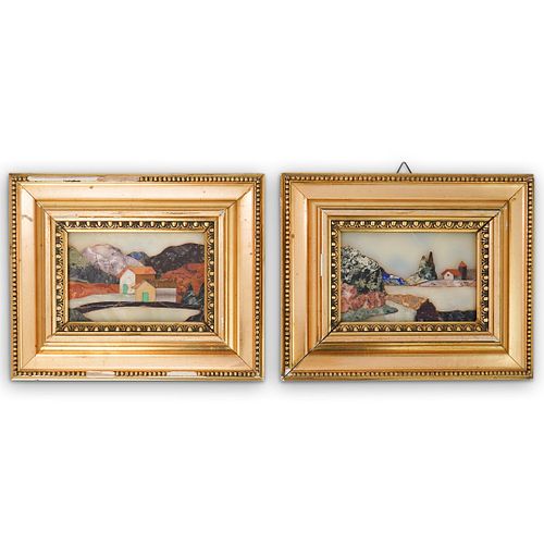 (2 PC) ITALIAN PIETRA DURA INLAY