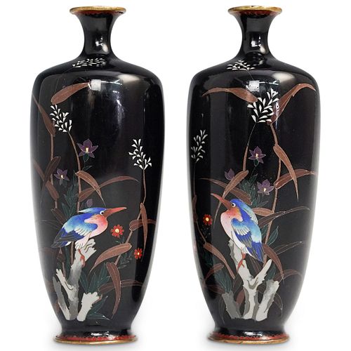 PAIR OF MINI MEIJI JAPANESE CLOISONNE