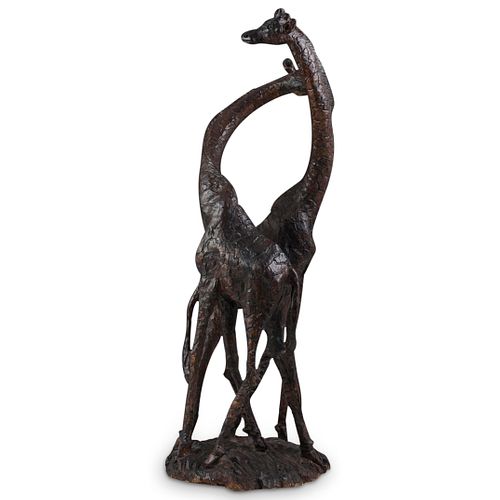 CARVED AFRICAN WOODEN GIRAFFESDESCRIPTION: