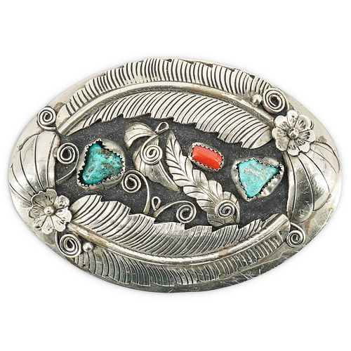 STERLING BELT BUCKLE WITH TURQUOISE