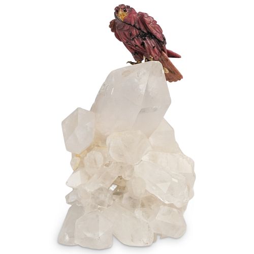 CARVED STONE EAGLE GEODE SCULPTUREDESCRIPTION: