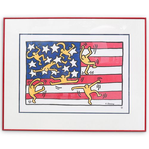 KEITH HARING "AMERICAN FLAG" LITHOGRAPHDESCRIPTION: