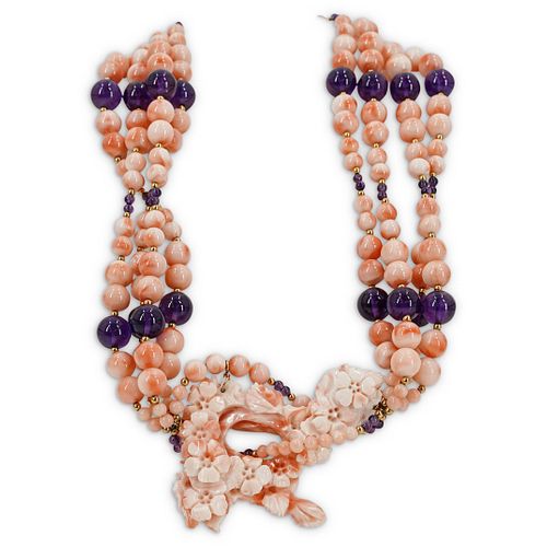 PAULETTE 14K GOLD CORAL AND AMETHYST 38c74d