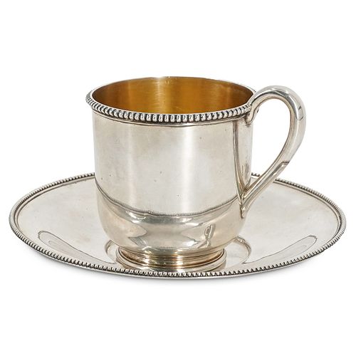 TIFFANY & CO. STERLING TEA CUP & SAUCERDESCRIPTION: