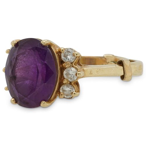 14K GOLD AMETHYST DIAMOND RINGDESCRIPTION  38c794