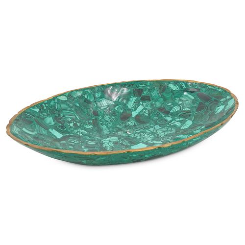 MID CENTURY MALACHITE AND BRASS