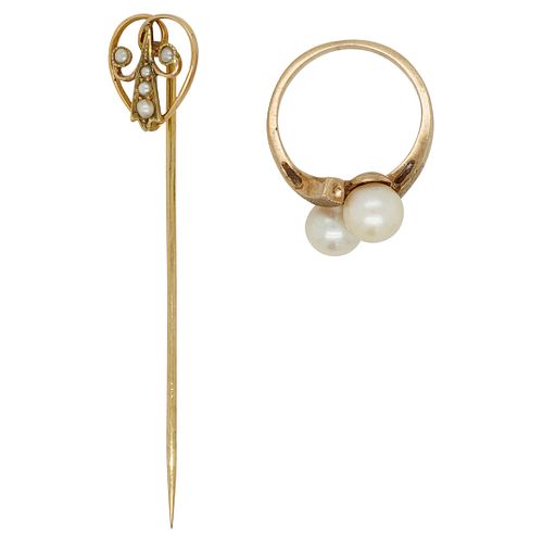  2 PC 14K GOLD PEARL PINA AND 38c7a2