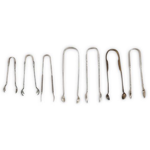 (7PC) ANTIQUE STERLING SILVER TONG