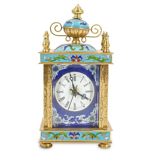 CLOISONNE CHINOISERIE ENAMEL CLOCKDESCRIPTION  38c7d2