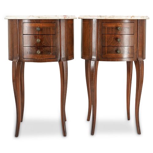 (2 PC) MARBLE TOP SIDE TABLESDESCRIPTION: