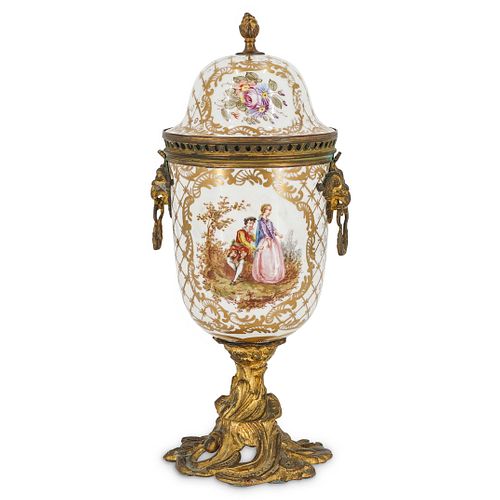 SEVRES PORCELAIN & ORMOLU COVERED URNDESCRIPTION: