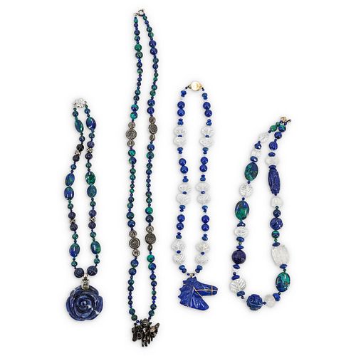 (4 PC) PAULETTE BEADED LAPIS NECKLACESDESCRIPTION: