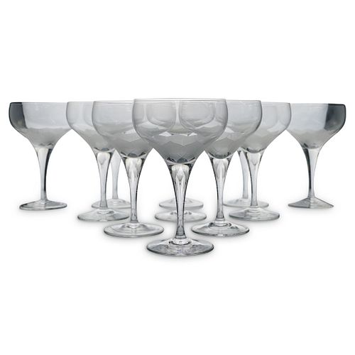 (11 PC) FLORAL ETCHED WINE GLASSESDESCRIPTION: