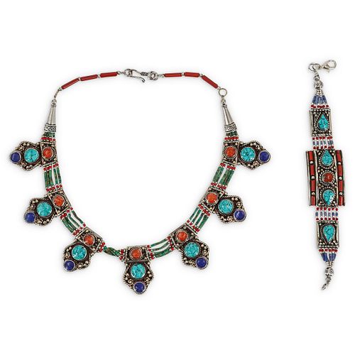  2 PC NAVAJO STYLE SEMI PRECIOUS 38c830