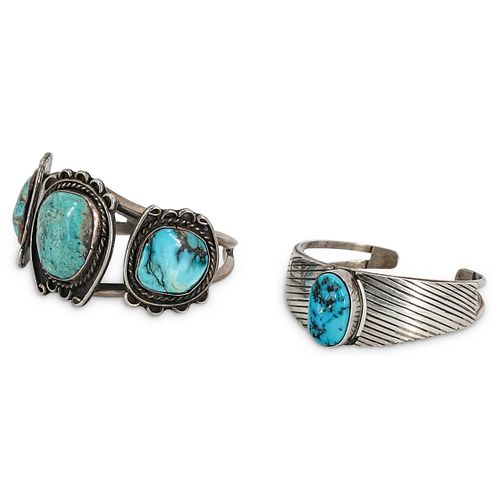  2 PC NAVAJO STERLING AND TURQUOISE 38c82d