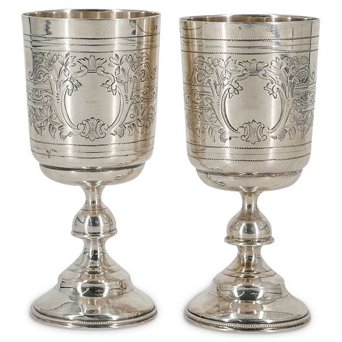 PAIR OF RUSSIAN SILVER KIDDUSH CUPSDESCRIPTION: