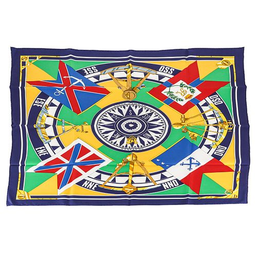 HERMES NAUTICAL COMPASS SILK SCARFDESCRIPTION  38c864