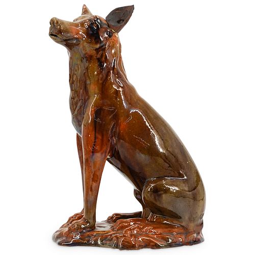 STAMPED ANTIQUE REDWARE DOG DECANTERDESCRIPTION  38c8b9