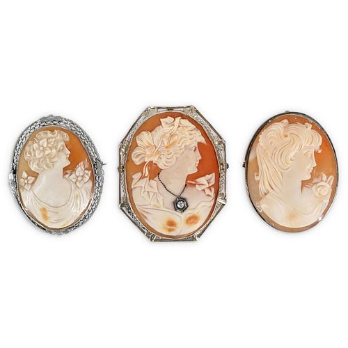 (3 PC) ANTIQUE SILVER AND CAMEO