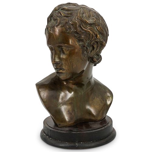 BRONZE BUST OF GRECO ROMAN YOUTHDESCRIPTION: